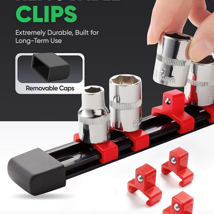 ALOANES 3PC ABS Socket Organizer, Socket Rails Fit 3/8 inch Drive