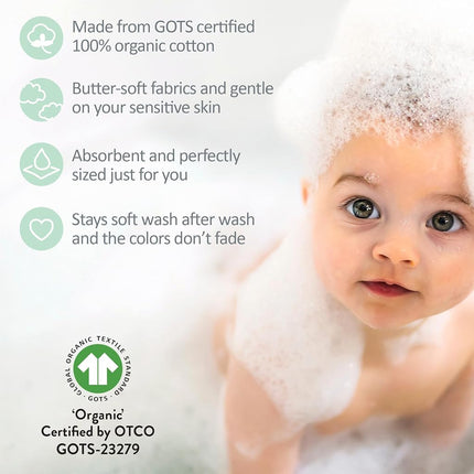 River – Lot de 10 gants de toilette en éponge pour bébé – 100 % coton biologique, absorbants et doux pour bébés et tout-petits filles, garçons, unisexe, motif Seafoam Terra Rainbow, taille unique