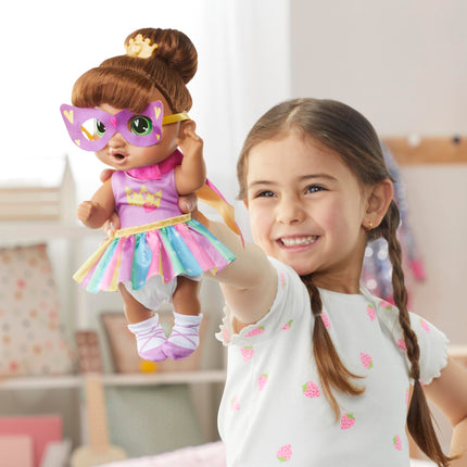 Baby Alive Super BFF Sophia Sparkle, muñeca de juguete de 28 cm con pelo castaño, para disfrazar, para niñas y niños a partir de 3 años (exclusivo de Amazon)
