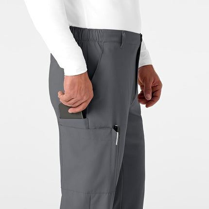 WonderWink Men's Flat Front Cargo Pocket Pant, Pewter, Medium Tall
