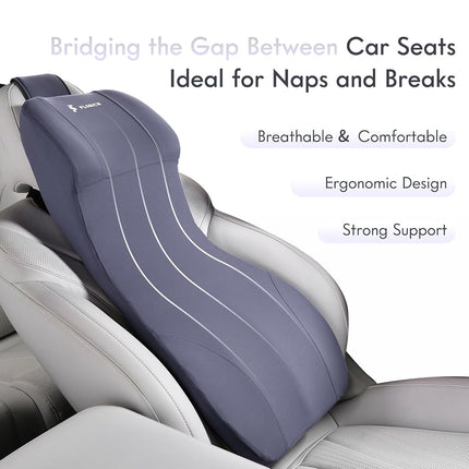 FLORICH Integrated Car Seat Lumbar Support Pillow & Car Neck Pillow Memory Foam Back Cushion for Driving Car Seat Back Support Pillow for Car Seats Driver Back Neck Sciatica Pain Relief Cushion, Blue