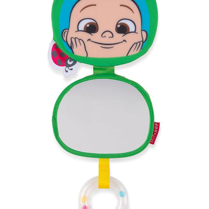 Skip Hop x CoComelon Baby Stroller Toy Peek-a-Boo Melon Multi-sensory Activity Toy with Baby Mirror, Crinkle and Squeak Sounds and Rattle Ring Attaches to Stroller