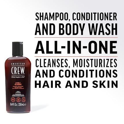 American Crew 3 In 1 Shampoo & Conditioner & Body Wash, 1 L