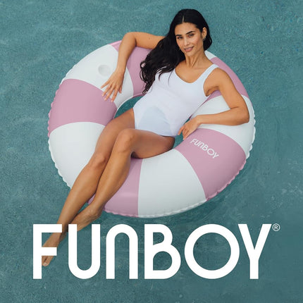 FUNBOY Giant Vintage Purple Stripe Inflatable Tube Pool Float with Cup Holder 48" Large Pool Float for Adults Inner Tube Swimming Pool Toys Swim Rings |Pool Lounger for Pool Party & Summer