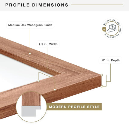MCS Museum Poster Frame 24x36 Medium Oak Woodgrain, Vertical & Horizontal Wall Hanging Large Picture Frame for Photos, Posters & Art Prints (1-Pack)