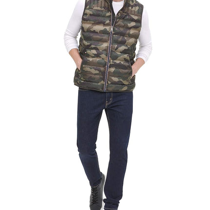 Tommy Hilfiger mensLightweight Down Quilted Puffer Vest Long Sleeve Down Vest - Multi - X-Large