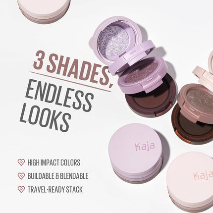 KAJA 3 Colors Eyeshadow - Beauty Bento 21 Cold Brew Einspänner | Soft Ash Gray, Travel Size, Glitter, Shimmer, Matte finish, Cruelty free, K-Beauty Mini Palettes, Easy Finger Blendable, Glitter, High Pigmentation, 2019 Allure Award, 0.03 Oz