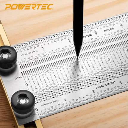 POWERTEC 80025 12-Inch Precision Marking T-Rule, Stainless Steel � Marking & Measuring Tool