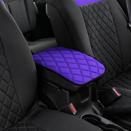 FH GROUP FH1053PURPLEDM-AVC Coussin de console centrale en néosupreme à motif diamant, résistant à l'eau, protège-boîte de siège noir, compatible avec la plupart des voitures, VUS et camions