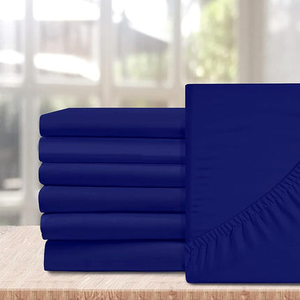 Elegant Comfort 6-Pack Fitted Bottom Sheets 1500 Thread Count Premium Hotel Quality, Deep Pocket, Wrinkle-Free, Stain and Fade Resistant-Side Pockets for Storage, 6PACK Fitted-Twin/Twin XL, Royal Blue