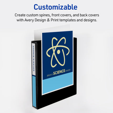 Avery Heavy-Duty View 3 Ring Binders, 1 Inch One Touch EZD Rings, 275-Sheet Capacity, 1.4 Inch Wide Spine, Customizable Clear Cover and Spine, Green Binders (12-Pack of 79107)