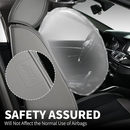 FLORICH Full Set Car Seat Covers 5pcs, Breathable Waterproof Nappa Leather Seat Covers, Gary Seat Covers, Automotive Interior Cover Universal for Cars SUV Truck Sedan - Gary&Black