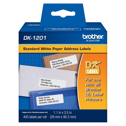 Étiquettes d'adresse standard prédécoupées Brother Genuine DK1201 pour imprimantes QL, (DK1201)