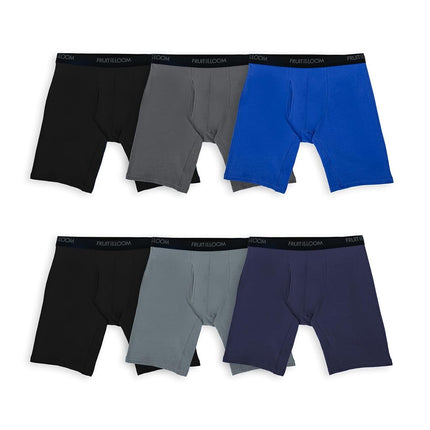 Fruit of the Loom mens 4-way Stretch Boxer Briefs | Lightweight & Moisture Wicking Underwear | Long Leg, Regular Leg & Trunk, Long Leg - Cotton Stretch - Colors May Vary, S