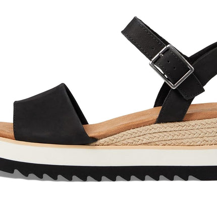 TOMS Women's Diana Sandal, Black Leather, 6.5