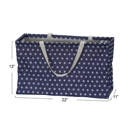 Household Essentials 2240 Krush Canvas Utility Tote | Reusable Grocery Shopping Laundry Carry Bag | Blue with White Stars, 22" L X 11" W X 13" H,