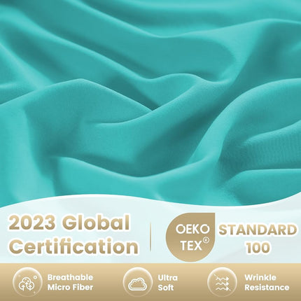 CozySmile Silky Soft King Size Sheet Set - Luxury 4 Piece Breathable Cooling Sheets for King Size Bed, 16" Deep Pocket Easy Care Wrinkle Free Bedding Sheet and Pillowcase Set, Turquoise