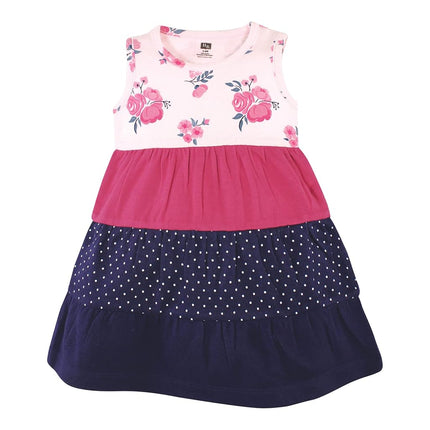 Hudson Baby Baby Girls' Cotton Dresses, Pink Navy Floral, 18-24 Months