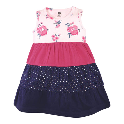 Hudson Baby Baby Girls' Cotton Dresses, Pink Navy Floral, 9-12 Months