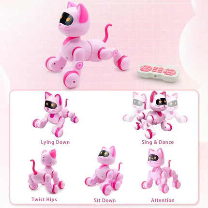 Ysityum Remote Control Robot Cat Toy - RC Robotic Cat for Kids, Interactive Programmable Smart Robot Pet with Light, Sound, Touch Sensing, LED Eyes, Dance & Music, Robot Toy for Kids Boys & Girls