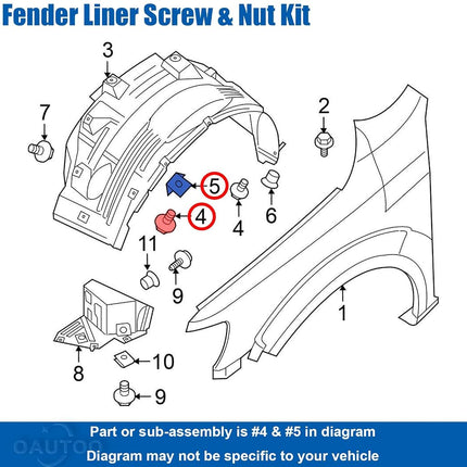 OAUTOO 10 juegos de tornillos para revestimiento de guardabarros M5.5 (#12) con kit de ojales para Nissan 01454-N5061, 63848-D4001 200SX 240SX Altima Armada Frontier Maxima NV Pathfinder Quest Titan Xterra G20 Q45 QX56 1987-en adelante
