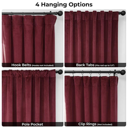 HPD Half Price Drapes Heritage Plush Velvet 84 Inches Long Darkening Curtains for Bedroom & Living Room 50W x 84L, (1 Panel), Dark Merlot, 50" W x 84" L (Pack of 1)