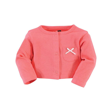 Hudson Baby Baby Girls' Cotton Dress and Cardigan Set, Coral Watermelon, 5T