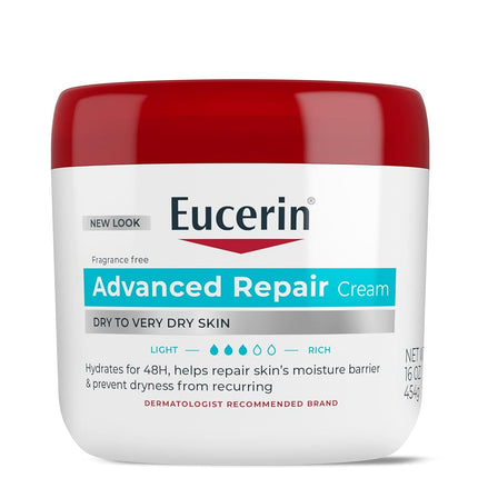 Eucerin Crème Corporelle Réparatrice Avancée pour Peaux Très Sèches, Sans Parfum, Pot de 454g