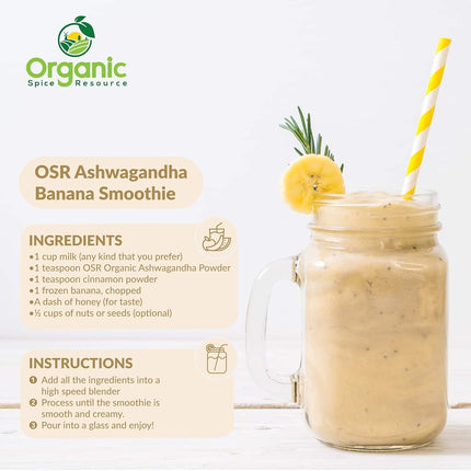 Organic Ashwagandha Root Powder - 1.10 lbs (17.64 oz) or 8oz | Lab Tested for Purity | Resealable Kraft Bag, Non-GMO, Indian Ginseng, Withania Somnifera -100% Raw from India, by SHOPOSR