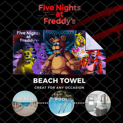 Franco Kids Super Soft Cotton Beach Towel, 58 in x 28 in, Five Nights at Freddy's