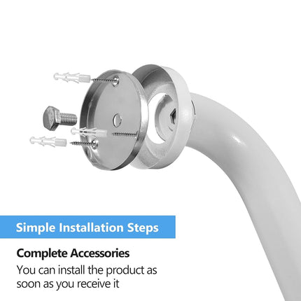 Rackickyer Shower Grab Bar, 2 Pack 39.4 Inch White Bathroom Grab Bar, 1.25" Diameter 304 Stainless Steel Anti-Slip Grab Bars for Bathtubs and Showers, Handicap Shower Grab Bar for Seniors Elderly