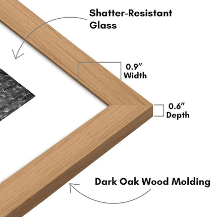 Americanflat 9x12 Picture Frame with Shatter-Resistant Glass - Use as 6x8 Frame with Mat or Display 9x12 Photo Without Mat - Signature Collection - Picture Frames for Tabletop and Wall - Dark Oak