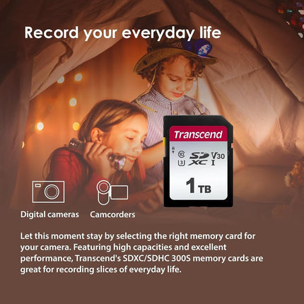 Transcend SDC300S 32GB SDHC Class 10 U1 Memory Card, Speed up to 100MB/s for Digital Cameras TS32GSDC300S