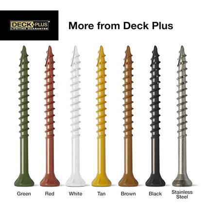 Deck Plus 2-1/2 Inch Epoxy Coated Exterior Wood and Fence Screws #10 x 2-1/2" Torx/Star Drive Included Coarse Thread, Outdoor Rust Resistant Decking Screw, Brown, 5 lb Box, 365 Pieces | 49012