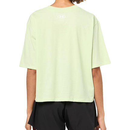 Under Armour Womens Boxy Crop Logo Short Sleeve T Shirt, (383) Retro Green / /, L
