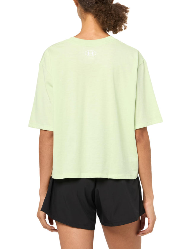 Under Armour Womens Boxy Crop Logo Short Sleeve T Shirt, (383) Retro Green / /, L