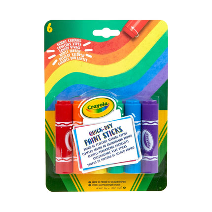CRAYOLA Barras de Pintura Lavables de Secado Rápido - Colores Surtidos (Paquete de 6) | ¡Toda la diversión de pintar con menos desorden! | Ideal para niños a partir de 3 años