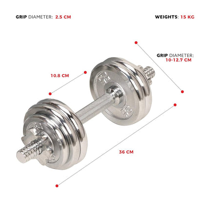 Sunny Health & Fitness Adjustable 15 kg Dumbbell Set with Carry Case
