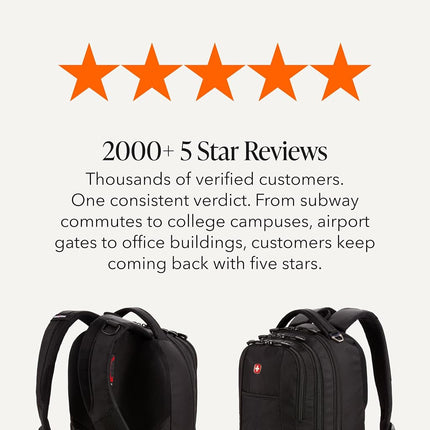 SWISSGEAR Cecil Laptop Backpack Fits up to 16-Inch Laptop, Daypack for Travel and Work, Black, 18-Inch