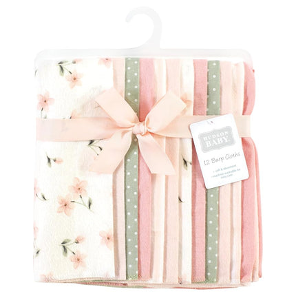 Lot de lingettes en flanelle de coton pour bébé unisexe Hudson Baby, motif floral rose délicat, taille unique
