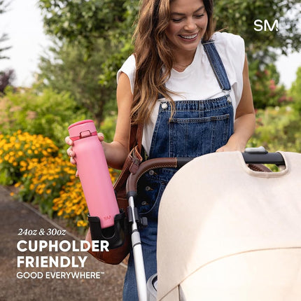 Simple Modern Mesa Loop Water Bottle with Covered Straw and Handle | 24oz Cup Holder Friendly Insulated Stainless Steel Bottles for Travel, Sports and School | Strawberry Fields