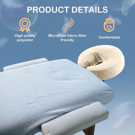 Macarrie 24 Pcs Massage Table Face Cradle Covers Microfiber,Beige