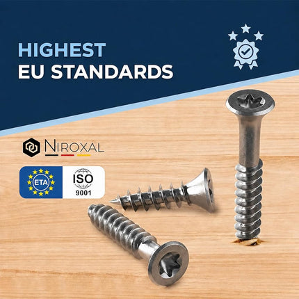Wood Screws 8 x 90 mm Stainless Steel 304 TORX Countersunk Head Chipboard Screws Timber Screws Partial Thread A2 100 Pack