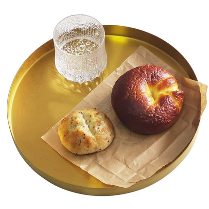 FREELOVE Gold Serving Tray, 12 in. Round Tray Stai