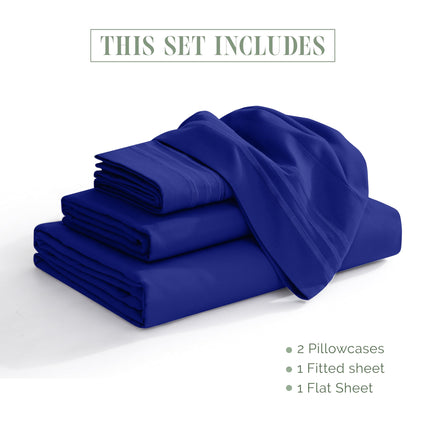 Elegant Comfort Luxurious 1500 Premium Hotel Quality Microfiber 4-Piece Sheet Set, 18-24 Inches Deep - Extra Deep Pocket Sheets - Ultra Soft 4PC Deep Pocket Sheets, King, Royal Blue