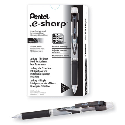 Pentel .e-Sharp Mechanical Pencil, 0.5mm Lead, Bla