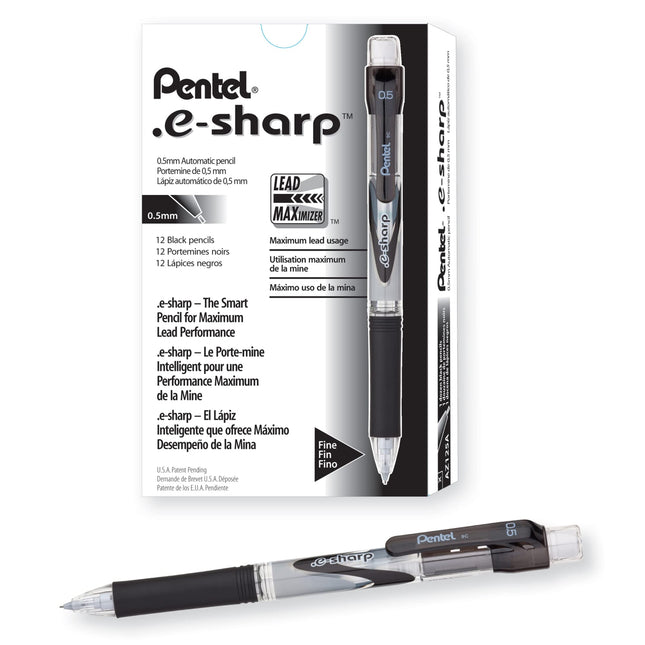 Pentel .e-Sharp Mechanical Pencil, 0.5mm Lead, Bla