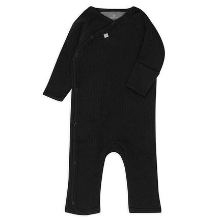 HonestBaby Matelasse Side Snap Coverall Organic Cotton for Baby Boys, Girls, Black, 3-6 Months, Black, 3-6 Months