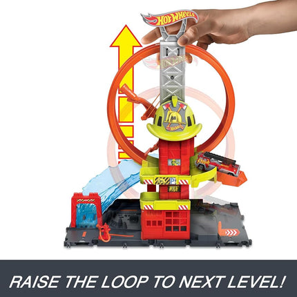 Hot Wheels City Super Loop Fire Station Playset & 1 Car