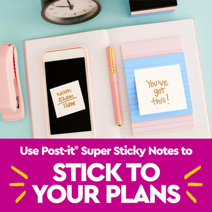 Post-it Super Sticky Notes, 5 blocs, 76x76 mm, 2X plus de pouvoir adhésif, fournitures scolaires et produits de bureau, notes adhésives pour surfaces verticales, moniteurs, murs et fenêtres, Simply Serene